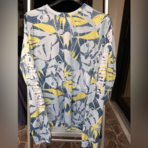 Columbia Tops - COLUMBIA | Blue & Yellow Floral Patterned PFG Omni-shade Long Sleeve Size L